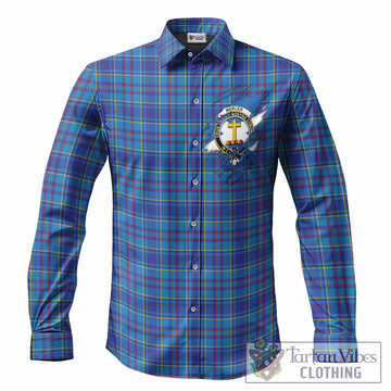 Mercer Clan Crest In Me Tartan Long Sleeve Button Shirts Scotland Flag Style