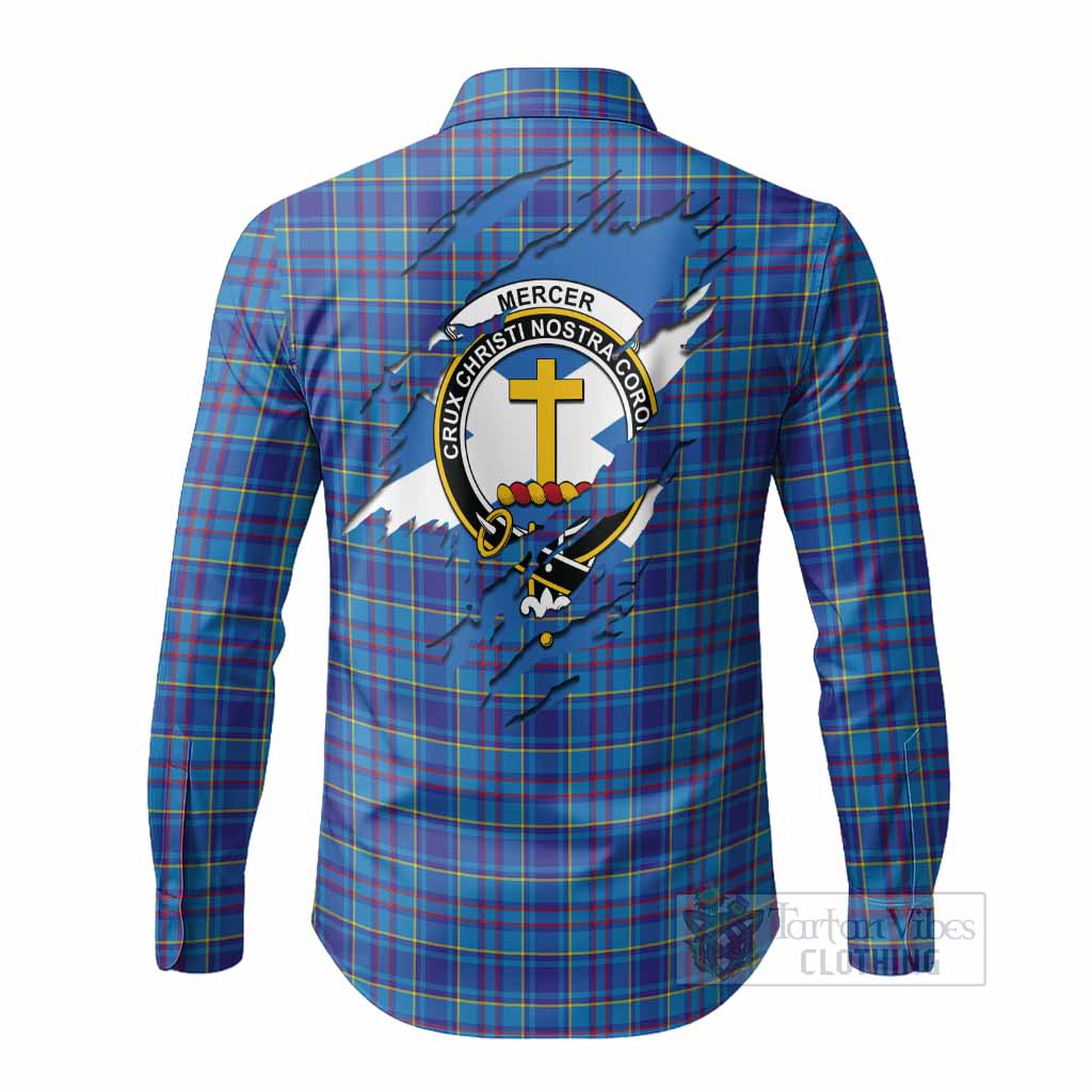 Mercer Clan Crest In Me Tartan Long Sleeve Button Shirts Scotland Flag Style
