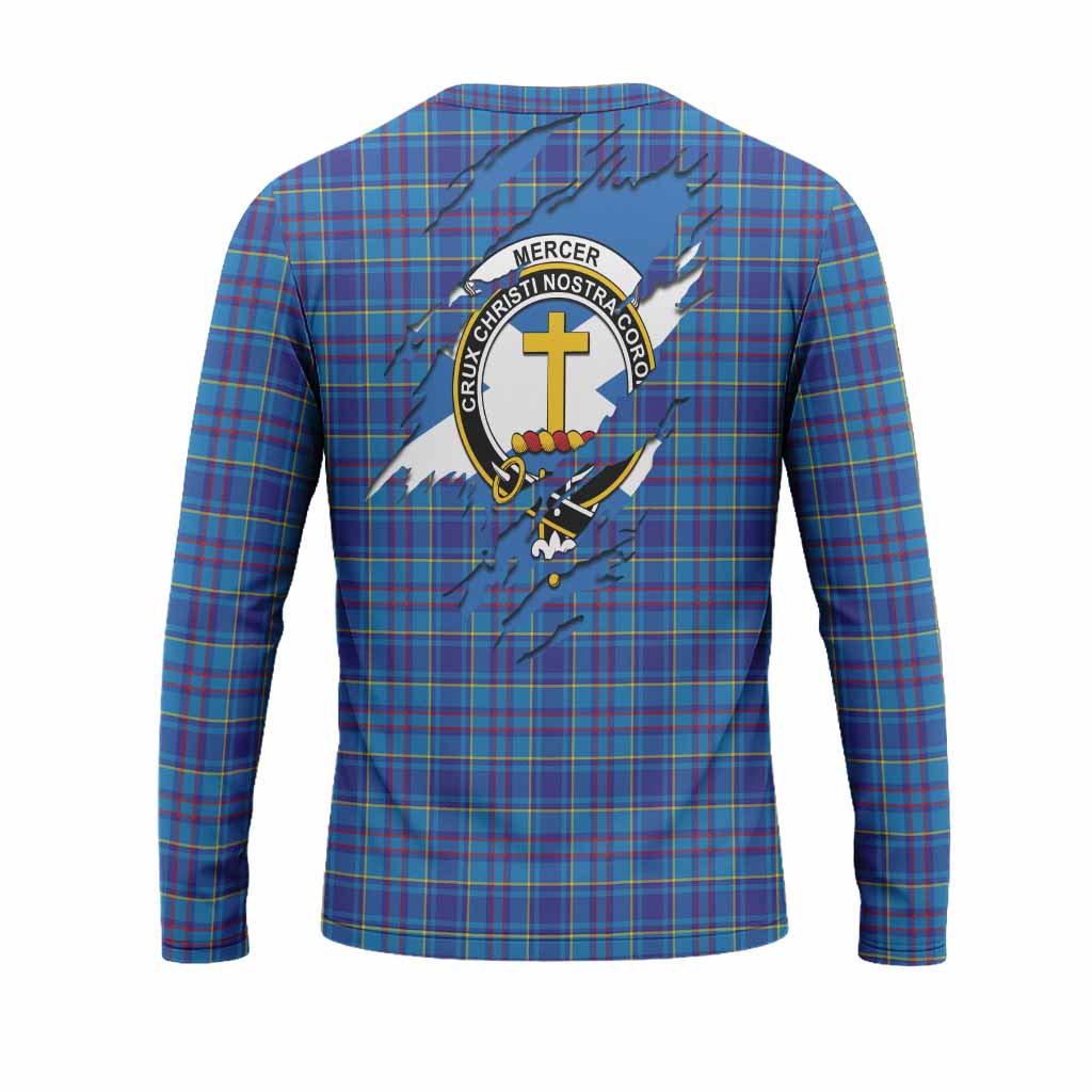 Mercer Clan Crest In Me Tartan Long Sleeve T-Shirt Scotland Flag Style