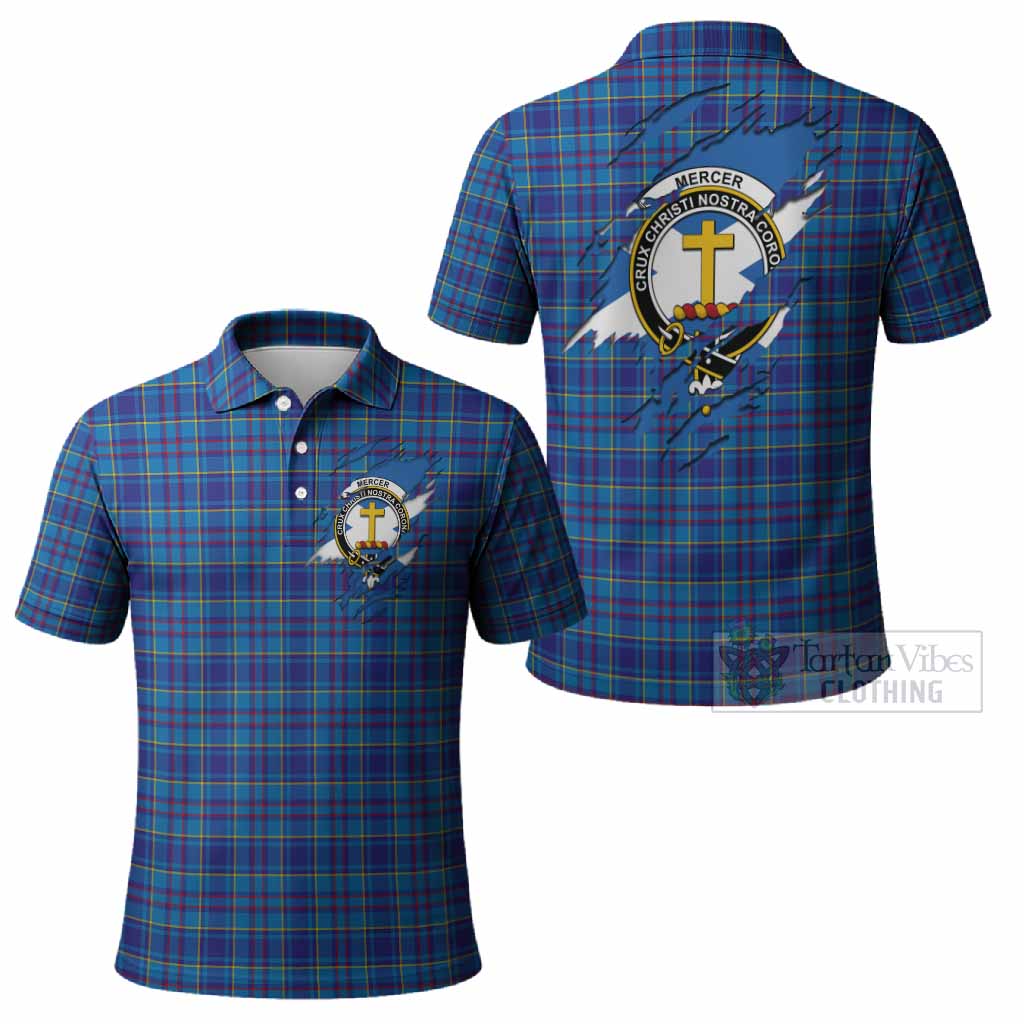 Mercer Clan Crest In Me Tartan Polo Shirt Scotland Flag Style