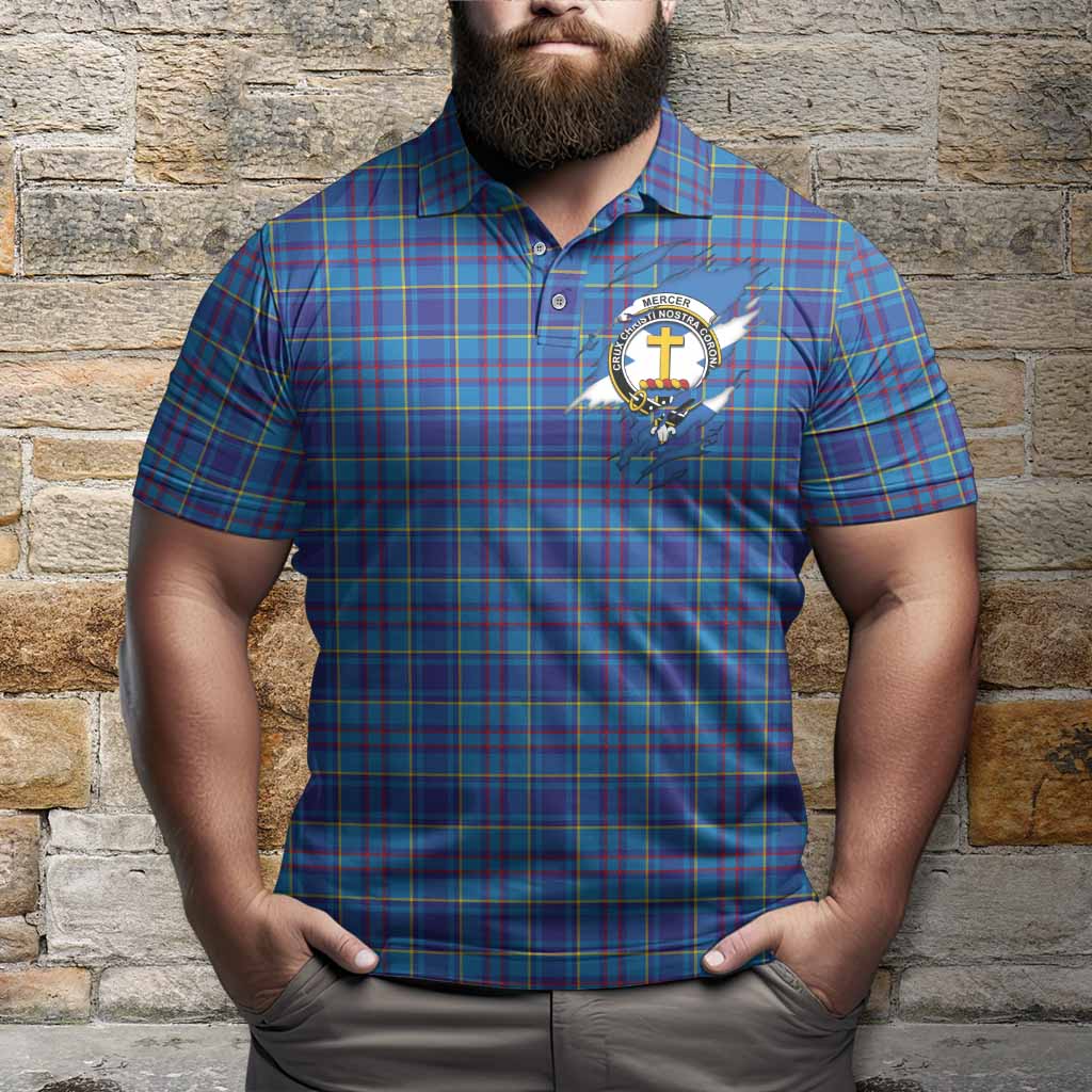 Mercer Clan Crest In Me Tartan Polo Shirt Scotland Flag Style