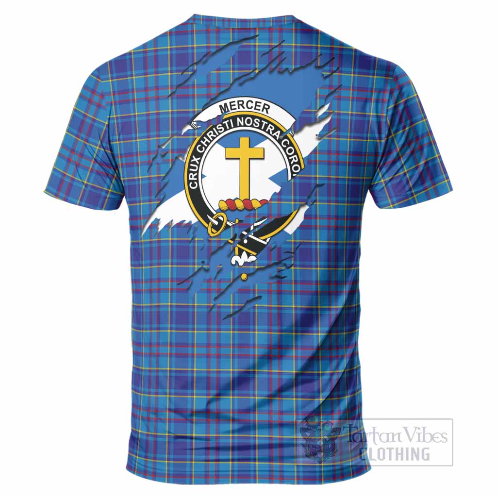 Mercer Clan Crest In Me Tartan T-Shirt Scotland Flag Style