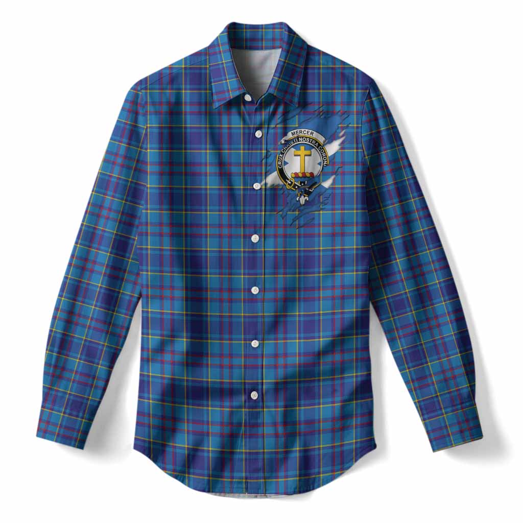 Mercer Clan Crest In Me Tartan Women Casual Shirt Scotland Flag Style