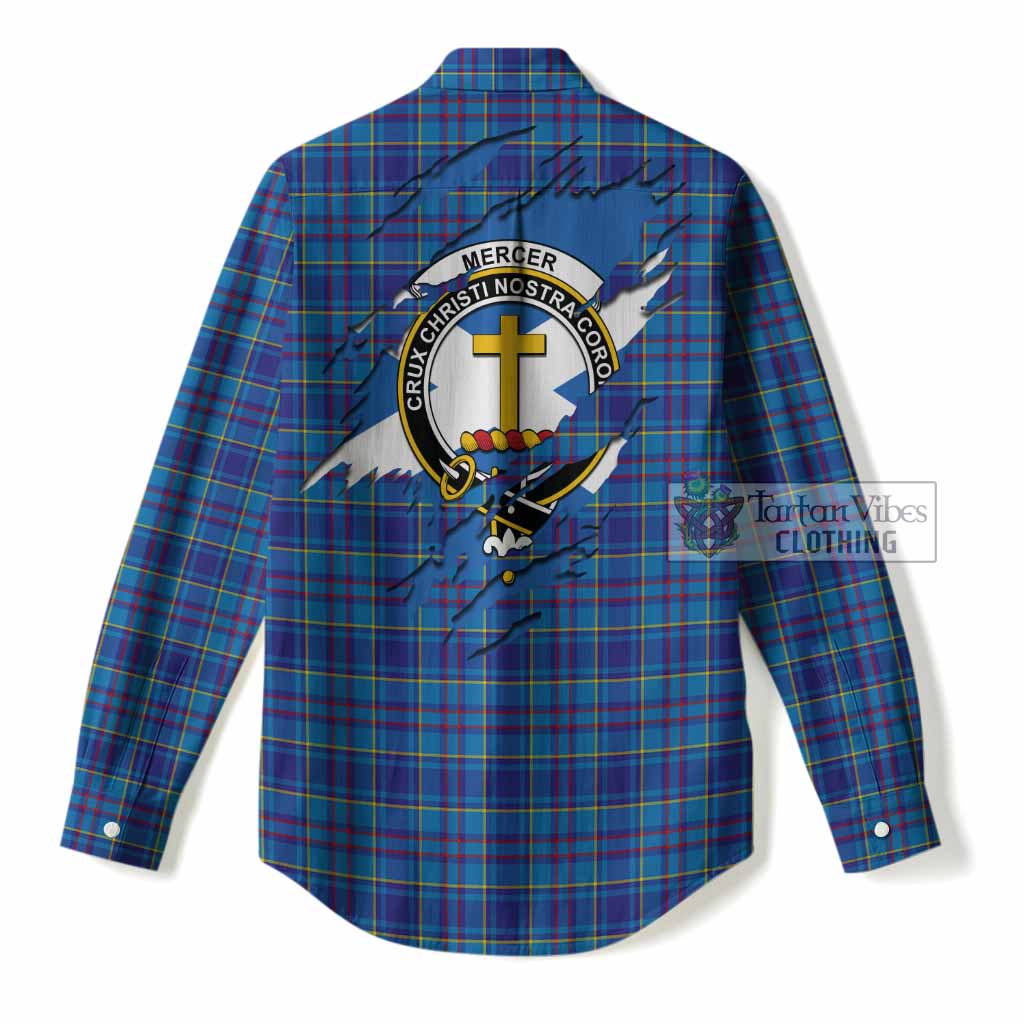 Mercer Clan Crest In Me Tartan Women Casual Shirt Scotland Flag Style