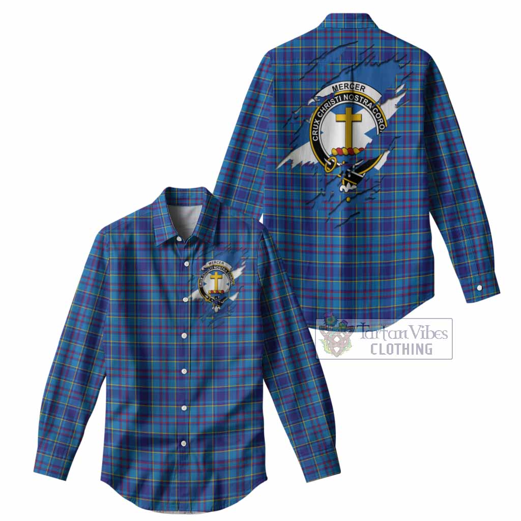 Mercer Clan Crest In Me Tartan Women Casual Shirt Scotland Flag Style
