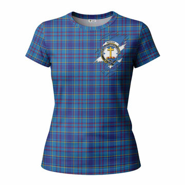 Mercer Clan Crest In Me Tartan Women T shirt Scotland Flag Style
