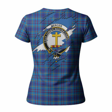 Mercer Clan Crest In Me Tartan Women T shirt Scotland Flag Style