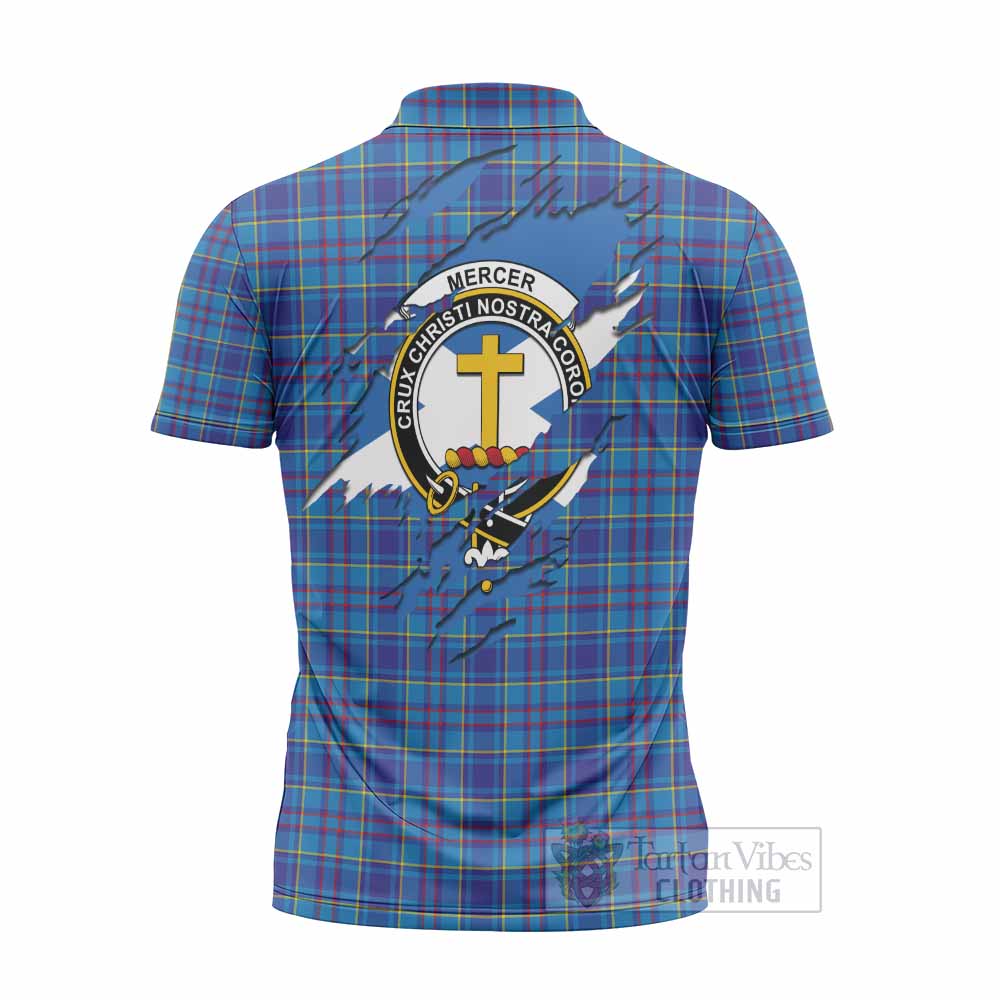 Mercer Clan Crest In Me Tartan Zipper Polo Shirt Scotland Flag Style