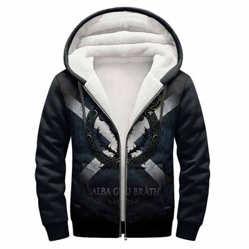 Mercer Clan Crest Sherpa Hoodie with Celtic Knot Thistle and Saltire