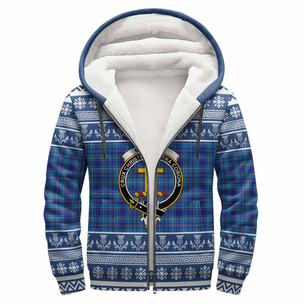 Mercer Clan Tartan Christmas Fleece Hoodie with Family Crest - Tartan Vibes Clothing