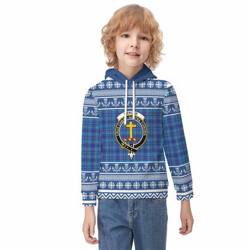 Mercer Clan Tartan Christmas Kid Hoodie with Family Crest