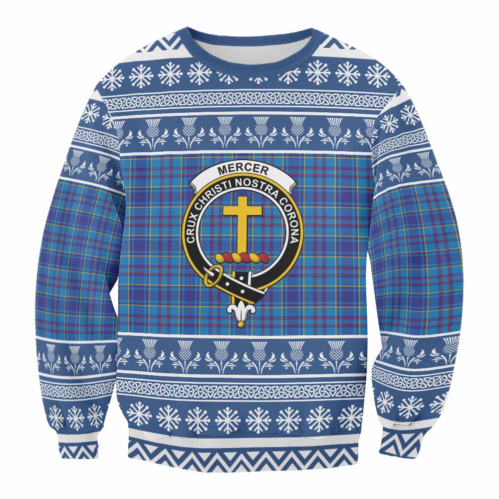 Mercer Clan Tartan Christmas Sweatshirt with Family Crest - Tartan Vibes Clothing