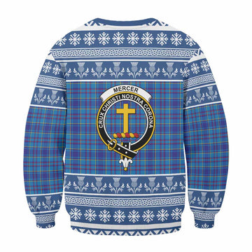 Mercer Clan Tartan Christmas Sweatshirt with Family Crest
