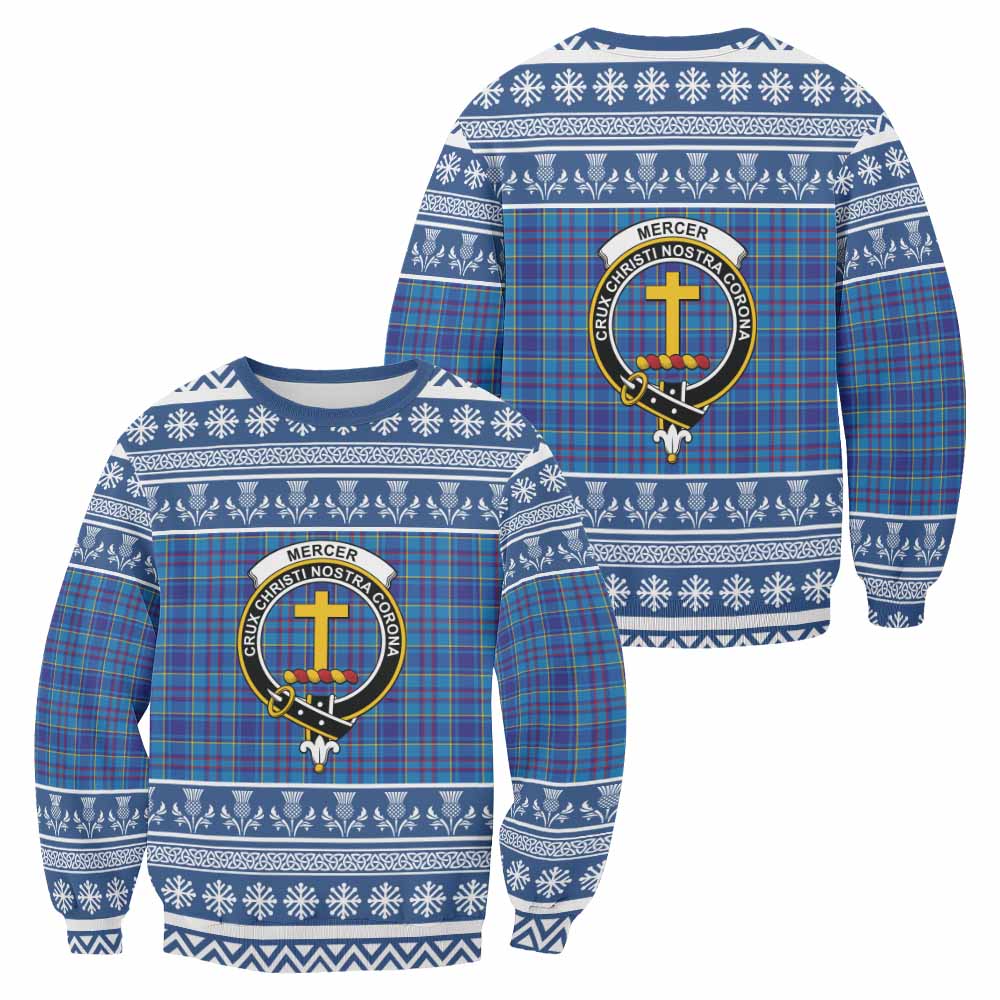 Mercer Clan Tartan Christmas Sweatshirt with Family Crest - Tartan Vibes Clothing