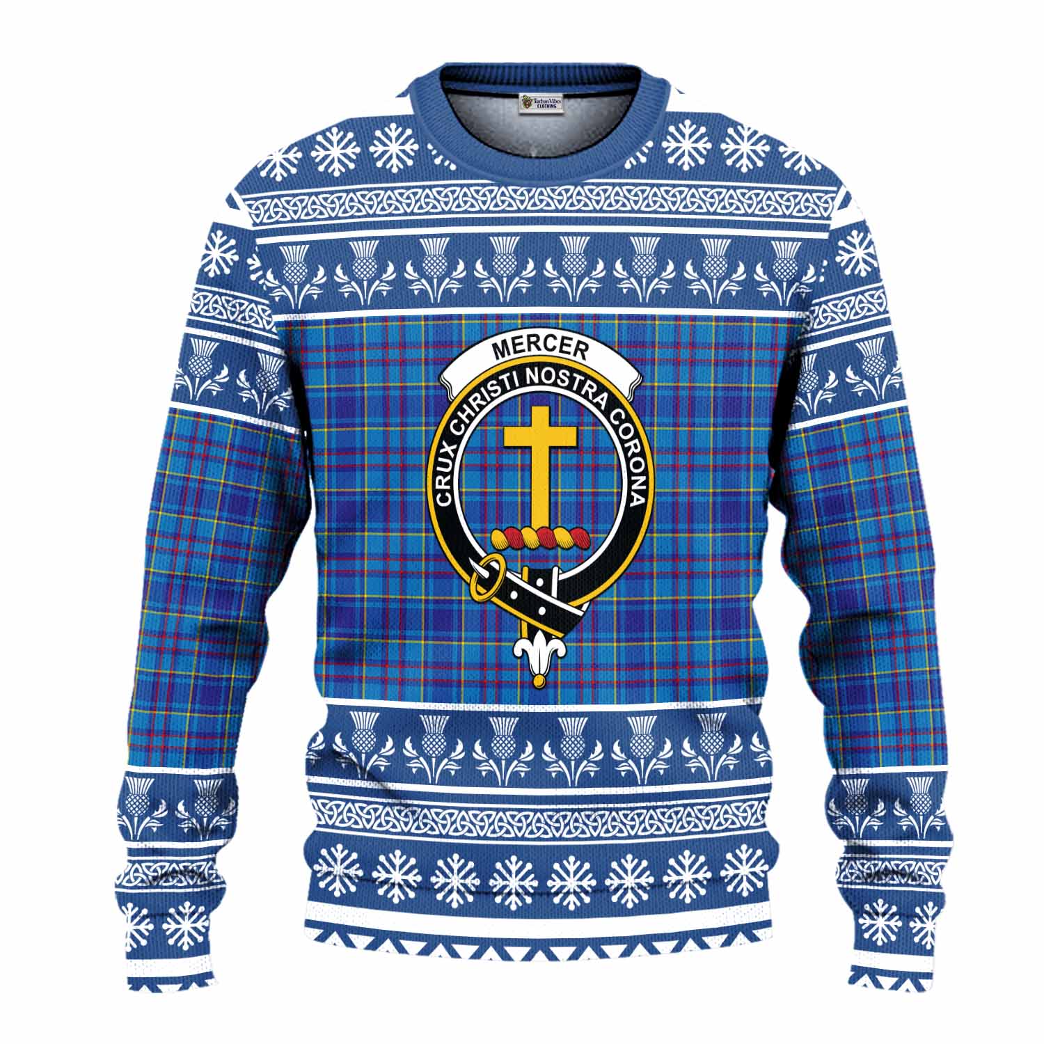 Mercer Clan Tartan Christmas Ugly Sweater with Family Crest - Tartan Vibes Clothing