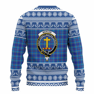 Mercer Clan Tartan Christmas Ugly Sweater with Family Crest