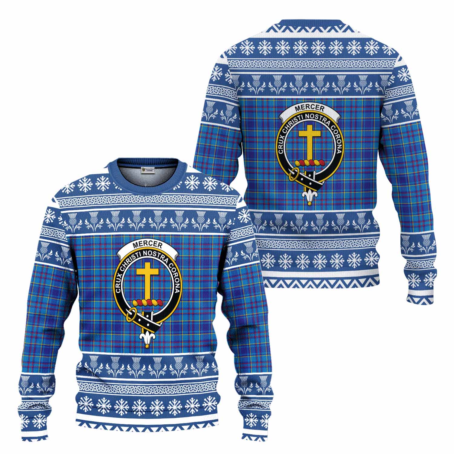Mercer Clan Tartan Christmas Ugly Sweater with Family Crest - Tartan Vibes Clothing