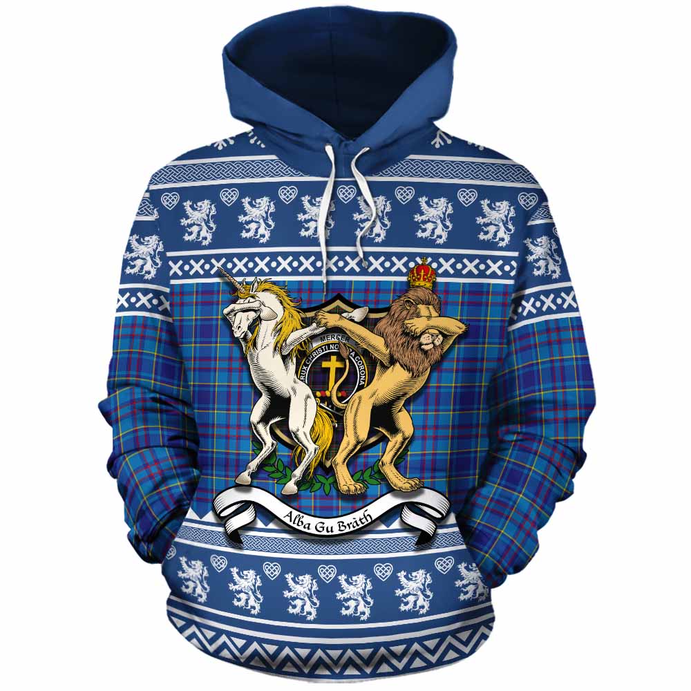 Mercer Clan Tartan Crest Christmas Cotton Hoodie Coat of Arms Funny Style - Tartan Vibes Clothing