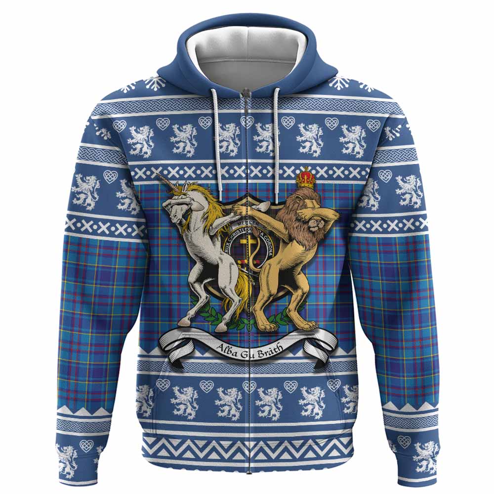 Mercer Clan Tartan Crest Christmas Hoodie Coat of Arms Funny Style - Tartan Vibes Clothing