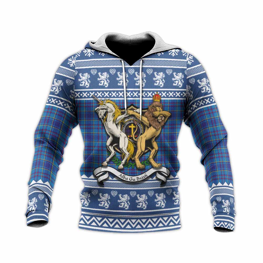 Mercer Clan Tartan Crest Christmas Knitted Hoodie Coat of Arms Funny Style - Tartan Vibes Clothing