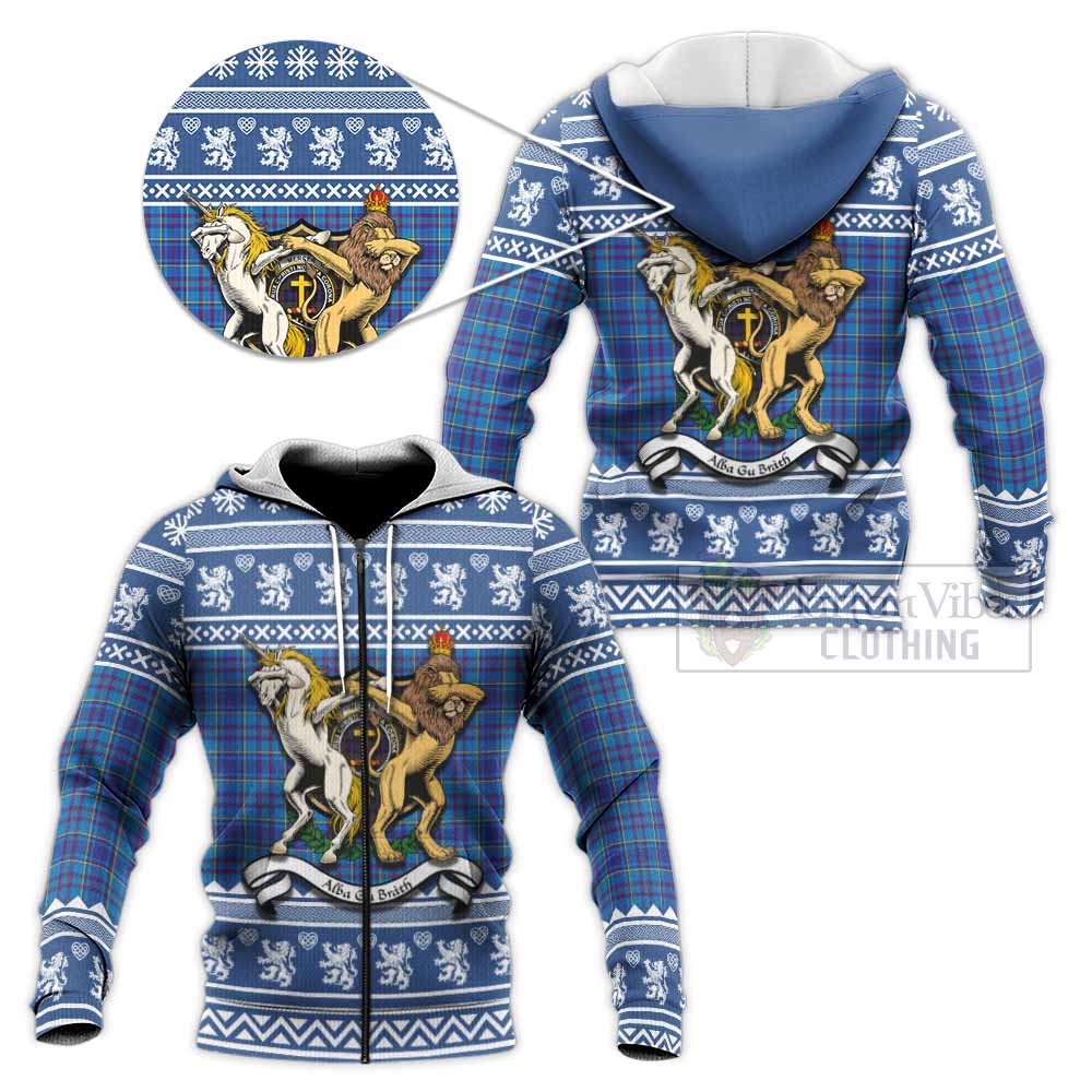 Mercer Clan Tartan Crest Christmas Knitted Hoodie Coat of Arms Funny Style - Tartan Vibes Clothing