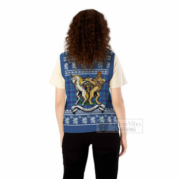 Mercer Clan Tartan Crest Christmas Knitted V-Neck Vest Coat of Arms Funny Style