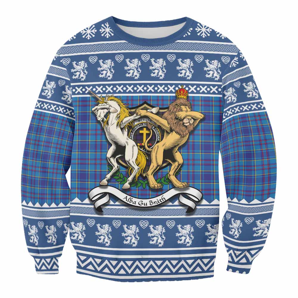 Mercer Clan Tartan Crest Christmas Sweatshirt Coat of Arms Funny Style - Tartan Vibes Clothing