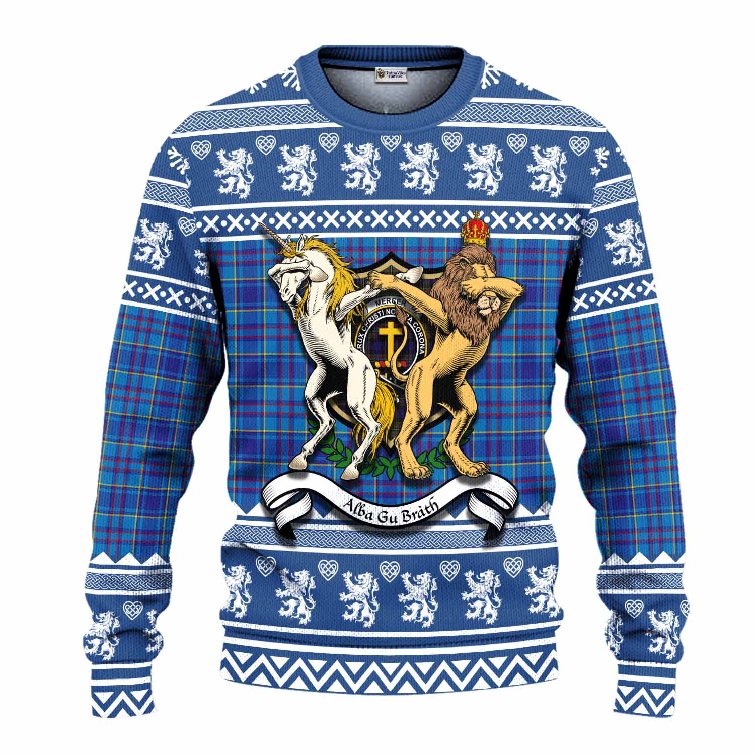 Mercer Clan Tartan Crest Christmas Ugly Sweater Coat of Arms Funny Style - Tartan Vibes Clothing