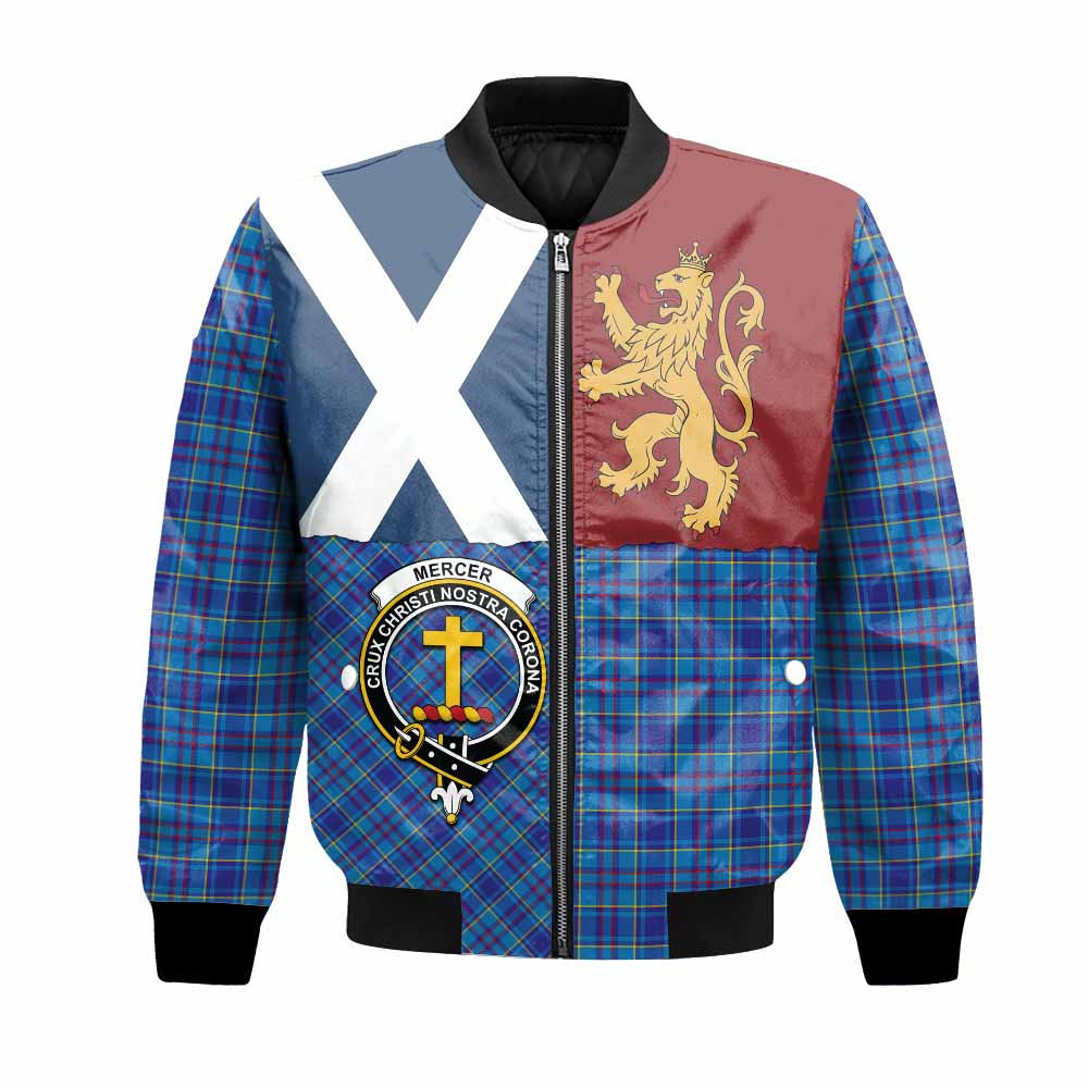 Mercer Crest Tartan Bomber Jacket with Lion Rampant Saltire Style