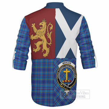 Mercer Crest Tartan Ghillie Shirt with Lion Rampant Saltire Style