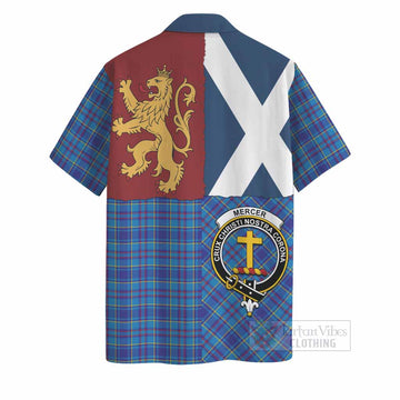 Mercer Crest Tartan Hawaiian Shirt with Lion Rampant Saltire Style