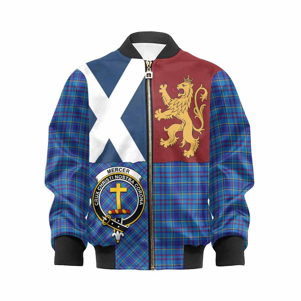 Mercer Crest Tartan Kid Bomber Jacket with Lion Rampant Saltire Style - Tartan Vibes Clothing