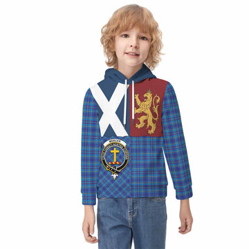 Mercer Crest Tartan Kid Hoodie with Lion Rampant Saltire Style