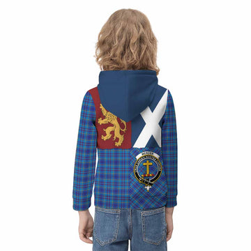 Mercer Crest Tartan Kid Hoodie with Lion Rampant Saltire Style