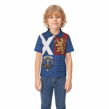 Mercer Crest Tartan Kid Polo Shirt with Lion Rampant Saltire Style
