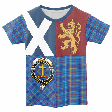Mercer Crest Tartan Kid T-shirt with Lion Rampant Saltire Style