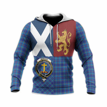 Mercer Crest Tartan Knitted Hoodie with Lion Rampant Saltire Style