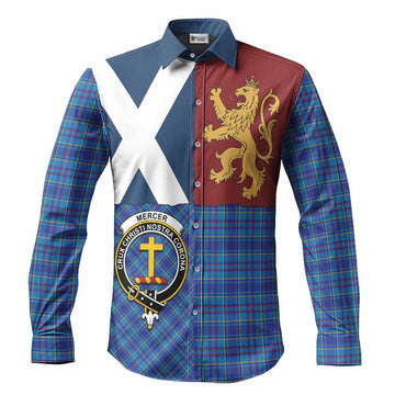 Mercer Crest Tartan Long Sleeve Button Shirts with Lion Rampant Saltire Style