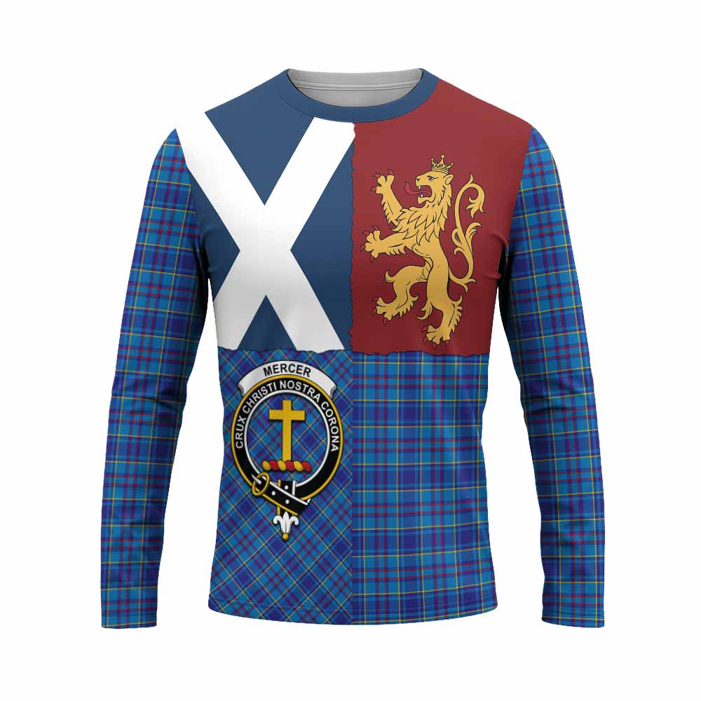 Mercer Crest Tartan Long Sleeve T-Shirt with Lion Rampant Saltire Style