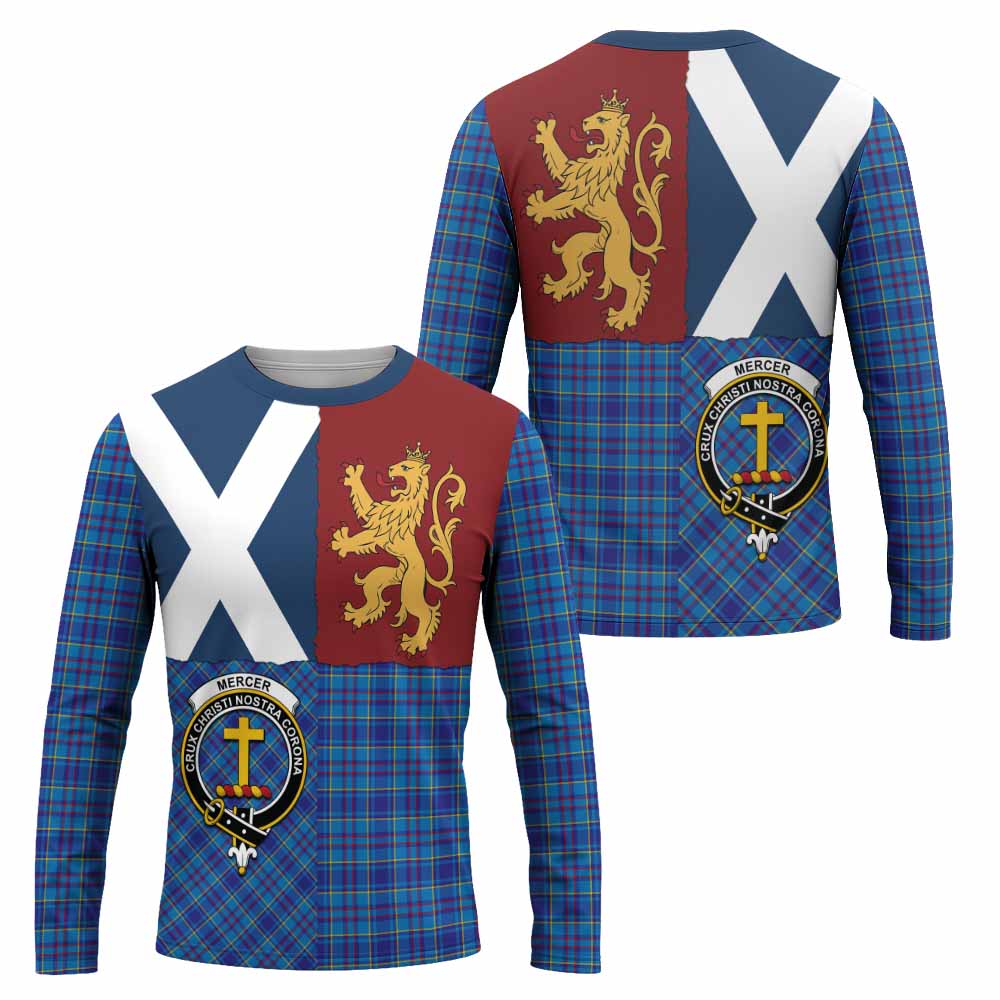 Mercer Crest Tartan Long Sleeve T-Shirt with Lion Rampant Saltire Style