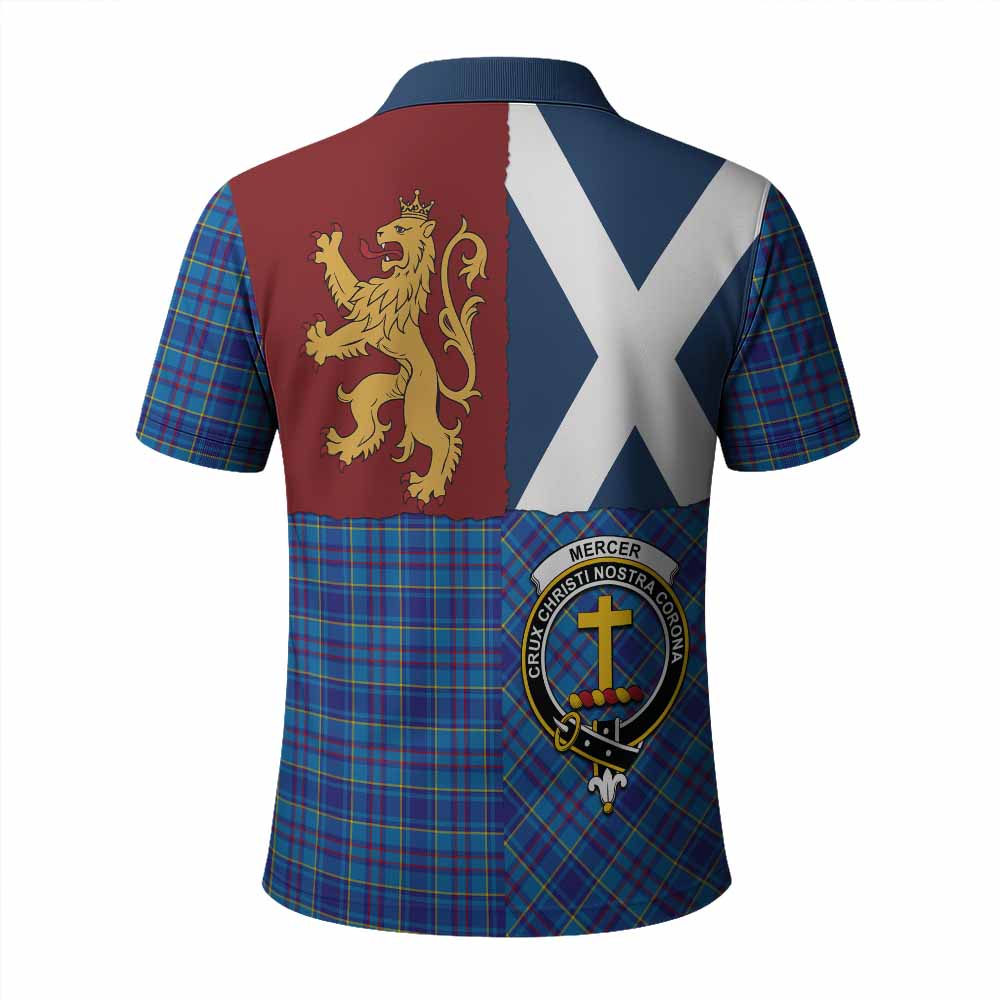 Mercer Crest Tartan Polo Shirt with Lion Rampant Saltire Style