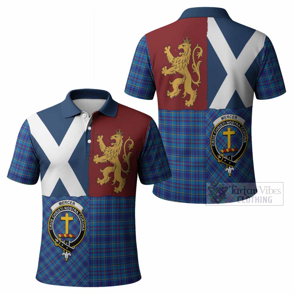 Mercer Crest Tartan Polo Shirt with Lion Rampant Saltire Style