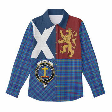 Mercer Crest Tartan Women Casual Shirt with Lion Rampant Saltire Style