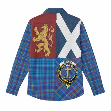 Mercer Crest Tartan Women Casual Shirt with Lion Rampant Saltire Style