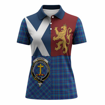 Mercer Crest Tartan Women Polo Shirt with Lion Rampant Saltire Style
