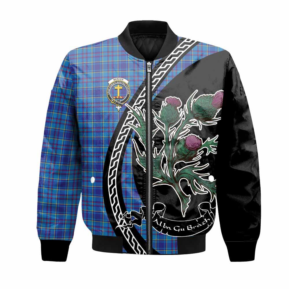 Mercer Family Crest Tartan Bomber Jacket Alba Thistle Inspired - Tartan Vibes Clothing
