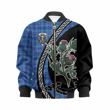 Mercer Family Crest Tartan Kid Bomber Jacket Alba Thistle Inspired - Tartan Vibes Clothing