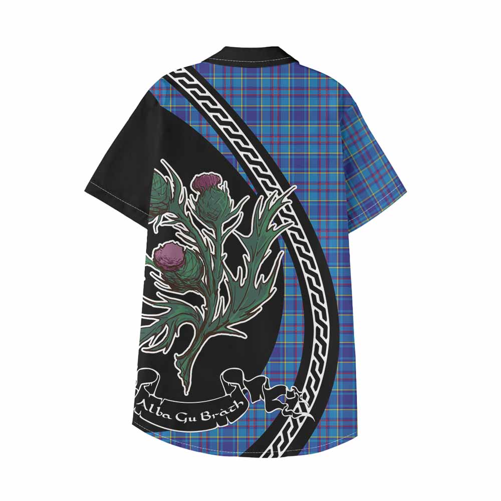 Mercer Family Crest Tartan Kid Hawaiian Shirt Alba Thistle Inspired - Tartan Vibes Clothing