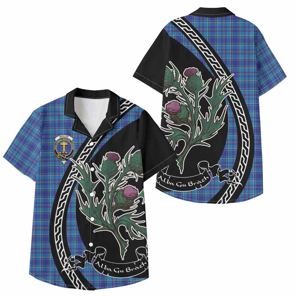 Mercer Family Crest Tartan Kid Hawaiian Shirt Alba Thistle Inspired - Tartan Vibes Clothing