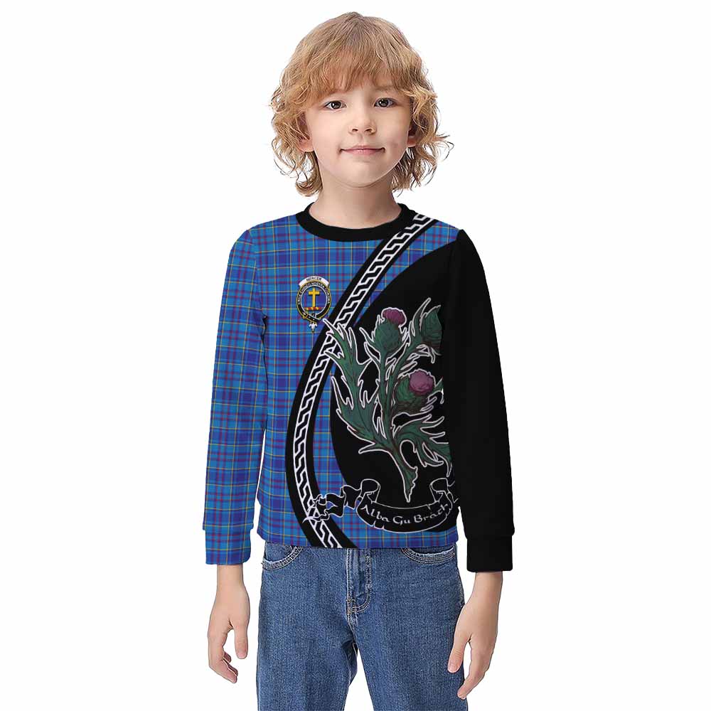 Mercer Family Crest Tartan Kid Knitted Sweatshirt Alba Thistle Inspired - Tartan Vibes Clothing